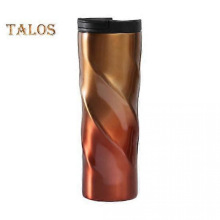 500ML Stainless Steel Vacuum Insulated Coffee Tumbler with Lid, Spiral Design Travel Mug for Hot Drinksorange,yellow500ML