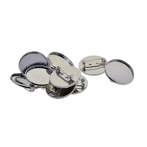 2x10Pcs 25mm Silver Brooch Blank Cabochon Bezel Setting Trays 1