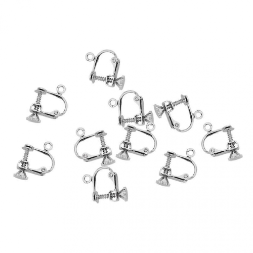 10pcs DIY Clip Back Screw Earrings with Loops Charms