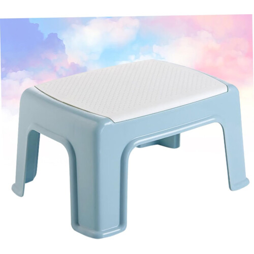 Lightweight Plastic Stool Sky Blue Footstool, ShockResistant Footrest, Bathroom Use,  Load Capacity 2