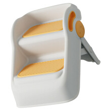 Toddler Step Stool Foldable Not Slip Anti Tilt 2Tier Design White And Yellow