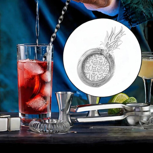Cocktail Strainer PineappleShape Ice Separator Bar Tool Silver Ice Filter For Kitchen 2