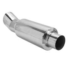 Silver 63mm Straight Through Exhaust Muffler Stainless Steel Universal
