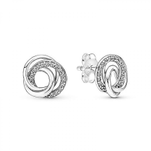 2025 New 925 Silver Infinite Heart Bow Stud Earrings Women's Fine Jewelry GiftAE012