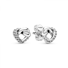2025 New 925 Silver Infinite Heart Bow Stud Earrings Women's Fine Jewelry GiftAE039
