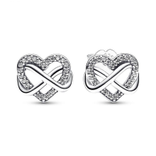 2025 New 925 Silver Infinite Heart Bow Stud Earrings Women's Fine Jewelry GiftAE136