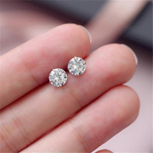 Orecchini a bottone in argento con zirconi da uomo, gioielli hip hop con strass, accessori moda, 6 mm