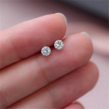 Orecchini a bottone in argento con zirconi da uomo, gioielli hip hop con strass, accessori di moda, 4 mm