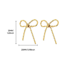 Vintage Bowknot Gold Plated Stainless Steel Stud Earrings for WomenE5408G