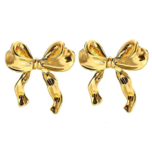 Vintage Bowknot Gold Plated Stainless Steel Stud Earrings for WomenE4207G