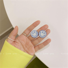 Retro Geometry Smiling Face Earrings Korean Version Color Versatile Candy Girl640