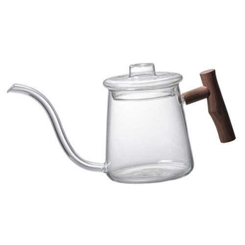 (700ML) Elegant Hand Blown Glass Coffee Kettle Ergonomic Handle Gooseneck 1