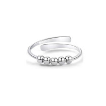 Verstellbarer Anti-Stress-Ring mit drehbaren Perlen Silver