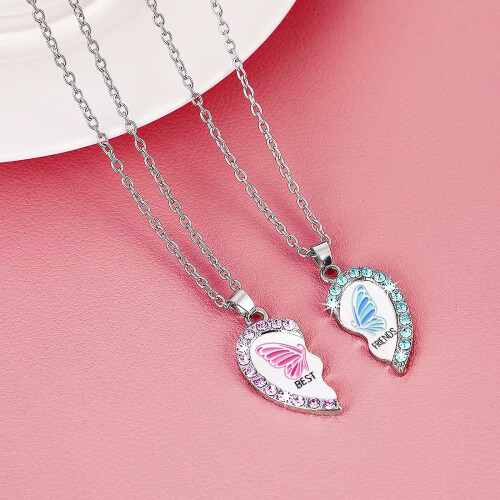 Collier puzzle en forme de cœur, collier d'amitié, pack de 2 Silver 2