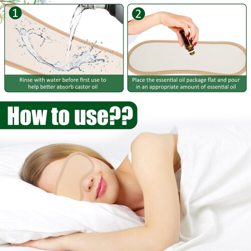 Essential Oil Pack for Eye 2 Pack Washable Reusable Eye Wrap Adjustable Elastic Strap LeakProof Eye Oil Pack 1