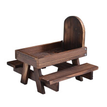 Weatherproof Wooden Squirrels Feeder Table Feeder With Detachable Umbrella For Outdoor Wildlife Small Pet Feeding Supply