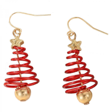 Vibrant Festive Elastic Hoop Earrings with Winter Holiday Symbols, Premium Alloy, Lightweight Party Jewelry3