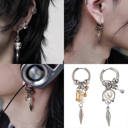 Punk Style Multicolor Alloy Conical Drop Earrings Gift for WomenSilver 1