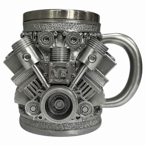 3D Car Engine Design Stainless Steel Mug for Enthusiasts