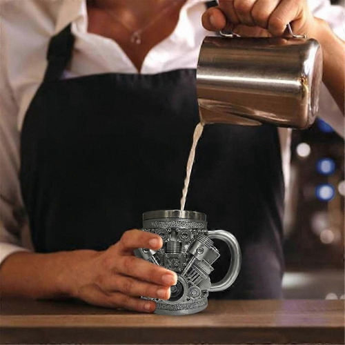 3D Car Engine Design Stainless Steel Mug for Enthusiasts 2
