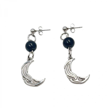 Hip Hop Moon Pearl Stud Earrings, Steel Comfort WhiteBlack