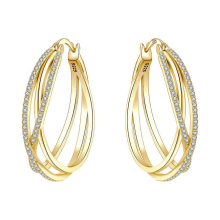 2025 S925 Sterling Silver Zircon 18K Gold Lined Vintage Hoop Earrings for WomenOTE4010-GD