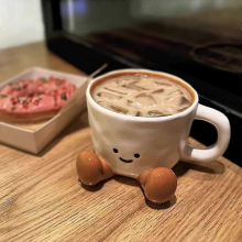 Cute Funny Coffee Mug for Women, Ceramic Novelty Tea Cup Gift for Family Friends CoworkersOrange