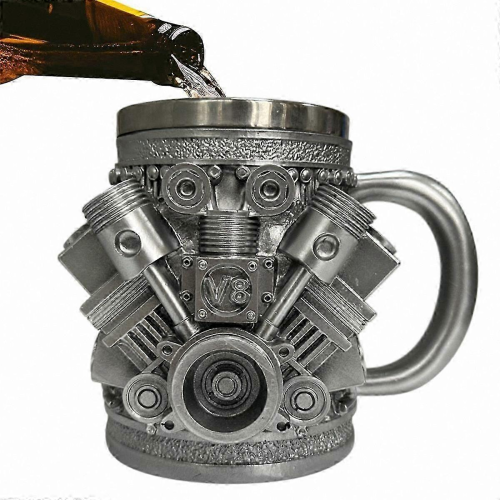 3D Car Engine Design Stainless Steel Mug for Enthusiasts 1