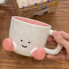 Cute Funny Coffee Mug for Women, Ceramic Novelty Tea Cup Gift for Family Friends CoworkersPink