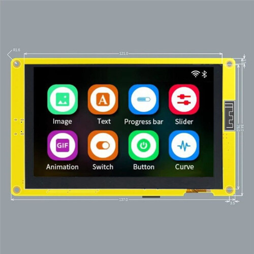 ESP32-S3 7 Polegadas 800X480 TN RGB LCD TFT HMI 8M PSRAM 16M Flash  Display MCU WIFI MóDulo  (Com Toque) 2