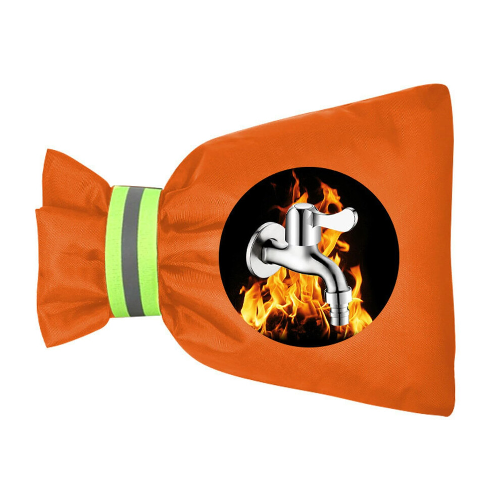 Outdoor Faucet Cover For Winter Freeze Protection, Waterproof Insulated Tap Sock With Reflective Strips, Reusable 5.9'X7.8' Orange 9199774943130