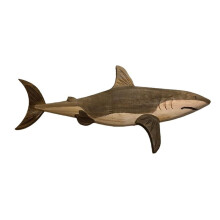 DéCor de Poisson de Mer en Bois Statue Figurine de Baleine Sculpture Ornement DéCoration Rustique DéCoration Murale,A