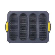 Silicone Loaf Pan Baking Pan for Baking French Baguettes/Hot Dog Buns,Nonstick &Easy Clean&Heat Resistant,Grey