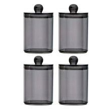 Paquet de 4 Pots Distributeurs de Supports de Boules de Coton, Pots de Salle de Bains avec Couvercles, Ensemble pour Coton-Tige, Organisateur de