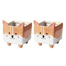 Cute Animal Corgi-Ceramic Succulent Planter, Cactus Potted Pot Plant Pot