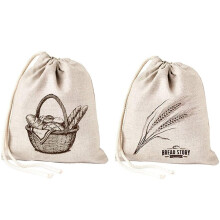 Sacchetti per Pane nel Lino - Confezione da 2 Pezzi Design Artistico Lino Naturale Non Sbiancato, Riutilizzabili, Per Riporre Alimenti Sicuri per Pane