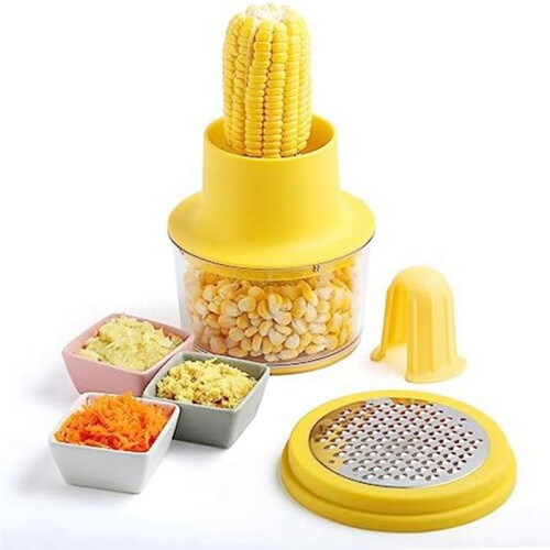 Corn Peeler, Corn Stripper, Corn Cob Stripping Tool Corn Cutter & Remover with Built-in Cup Grater, Corn-Kernel Cutter 1