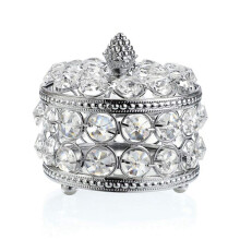 Crystal Mirrored Box Smycken Trinket Organizer Box Heminredning Ring ÖRhäNgen Halsband FöRvaringshåLlare Keepsake Box (Silver)