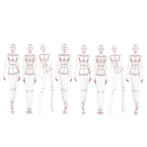 Fashion Illustration Ruler Sketch Template Sewing 2