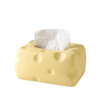 Kaasvorm Tissue Box Multifunctionele Keramische Papieren Handdoek Opbergdoos met Antislip Pad Uitstekende Papieren Doosdispenser