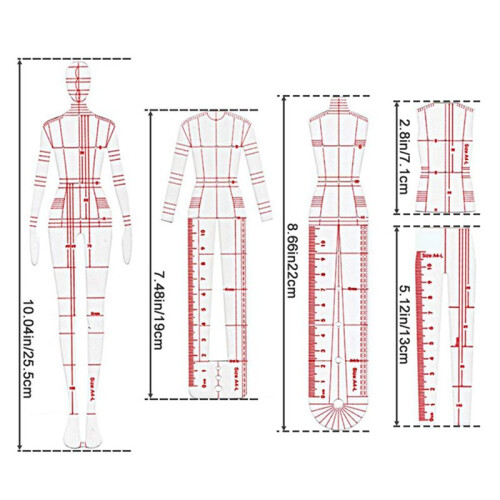 Fashion Illustration Ruler Sketch Template Sewing 1