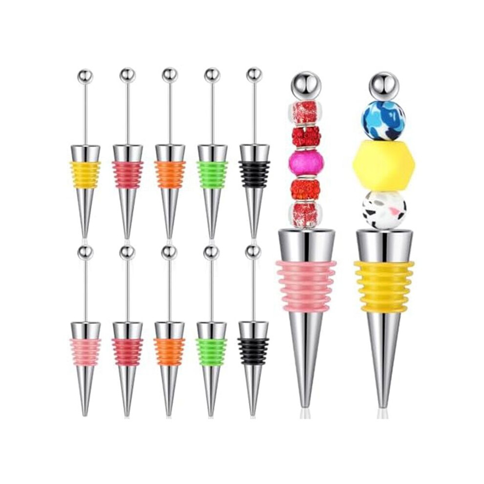 12 Pcs Beadable Wine Stoppers for Wine Bottles Wine Saver Bottle Stopper for Beverage Gifts Holiday Party Wedding Bar