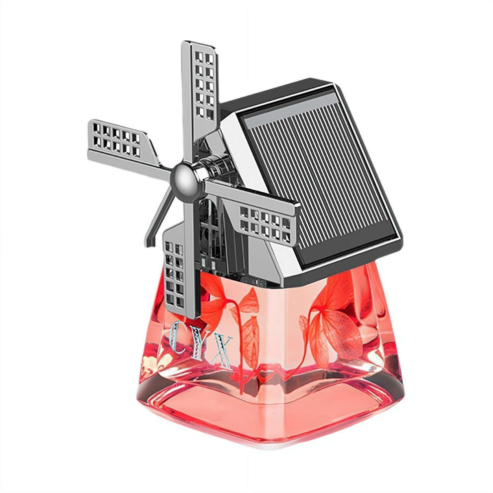 Solar Car Air Freshener With Solarpowe Rotation, Windmill Essential Oil Diffuser, 1Pc Red 9199774943390