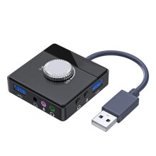 USB External Sound Card 3.5mm Audio Jack, Volume Adjustable, External Stereo Audio Adapter For Tablets And Phones