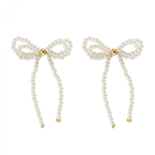 Fashionable Bowknot Earrings Wedding Jewelry Beads Ear Studs Multicolor3172