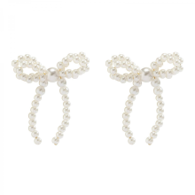 Fashionable Bowknot Earrings Wedding Jewelry Beads Ear Studs Multicolor3174