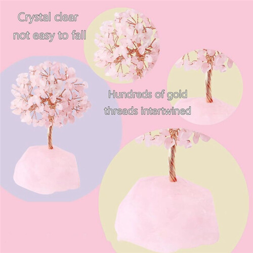 Rose Quartz Crystal Tree,Artificial Crystal and Healing Stone Tree Crystal Stone Tree Gem Tree.Valentine'S Gifts A 2