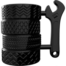 Car Tire Coffee Mug Gift for Mechanics and Car Enthusiasts, Birthday Christmas Gift for MenBlack
