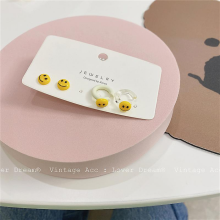 Retro Smiling Face Earrings Korean Style Red Love Set120
