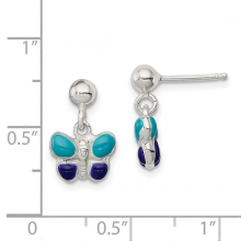 925 Sterling Silver Butterfly Angel Wings Drop Earrings 16x10mm0.630